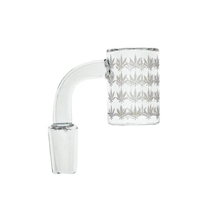 25mm Quartz Banger | Beveled Edge | Weed Leaf Bottom | 14mm Male 90°