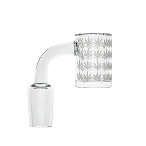 25mm Quartz Banger | Beveled Edge | Weed Leaf Bottom | 18mm Male 90°