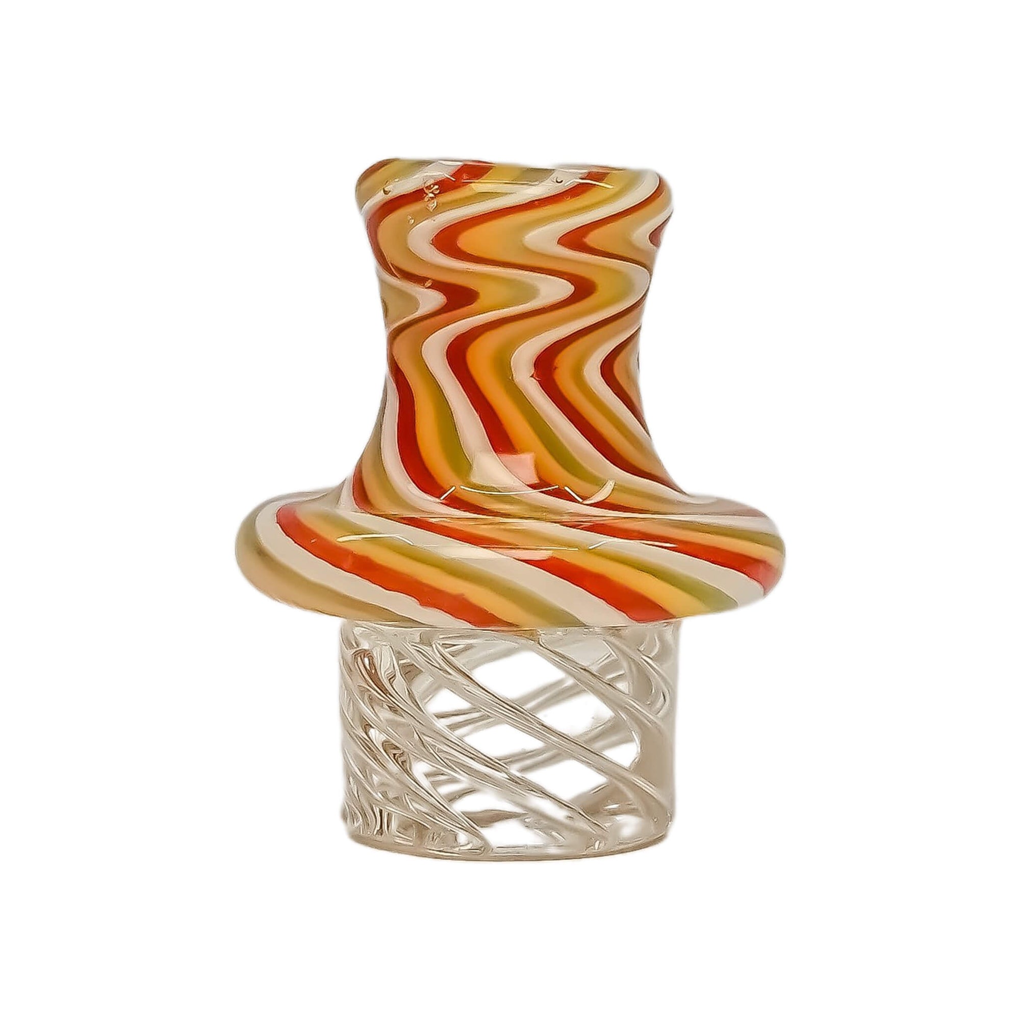 Wavy Spinner Carb Cap | Red Orange White Profile View | the dabbing specialists