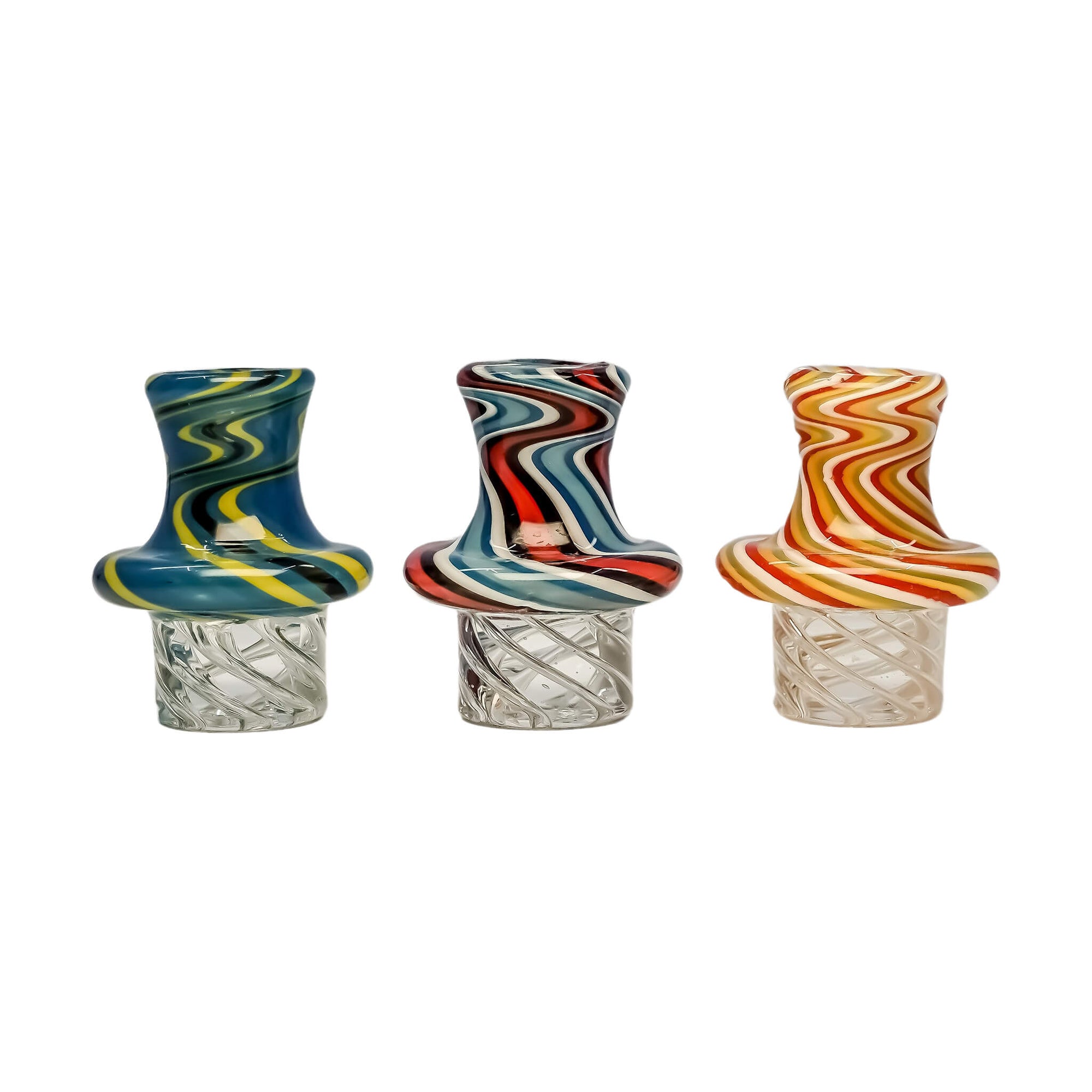 Wavy Spinner Carb Cap | All Three Color Variations Profile View | the dabbing specialists