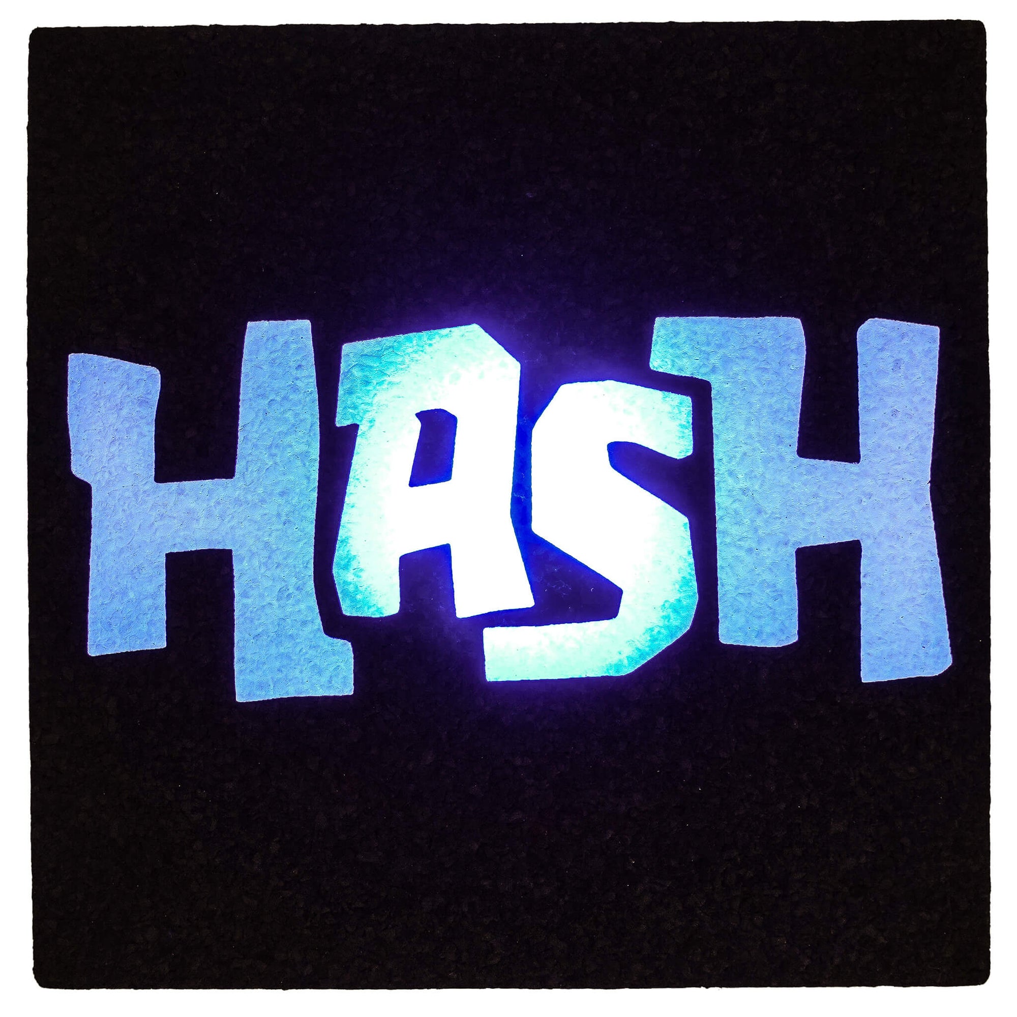 12" Square moodmat | "HASH" Logotype | UV Reactive View | TDS