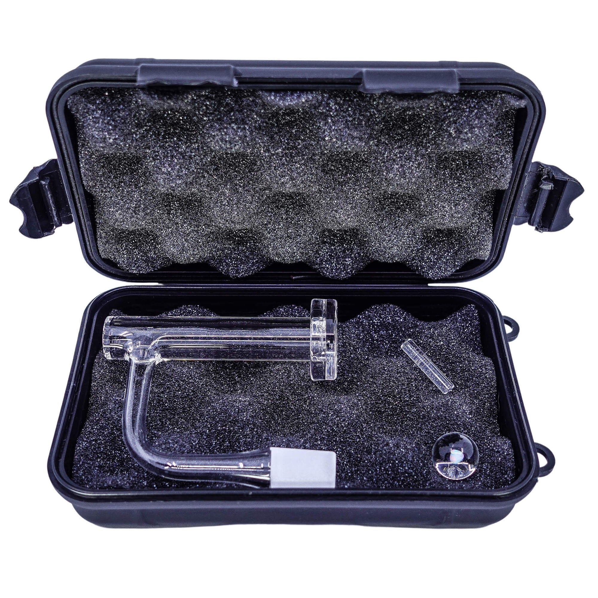 Hard Shell Protective Banger Case | Open Case Storing Two Quartz Bangers | the dabbing specialists