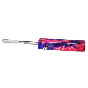 Rounded Blade Titanium Dabber Tool | Pink & Blue Profile View | the dabbing specialists