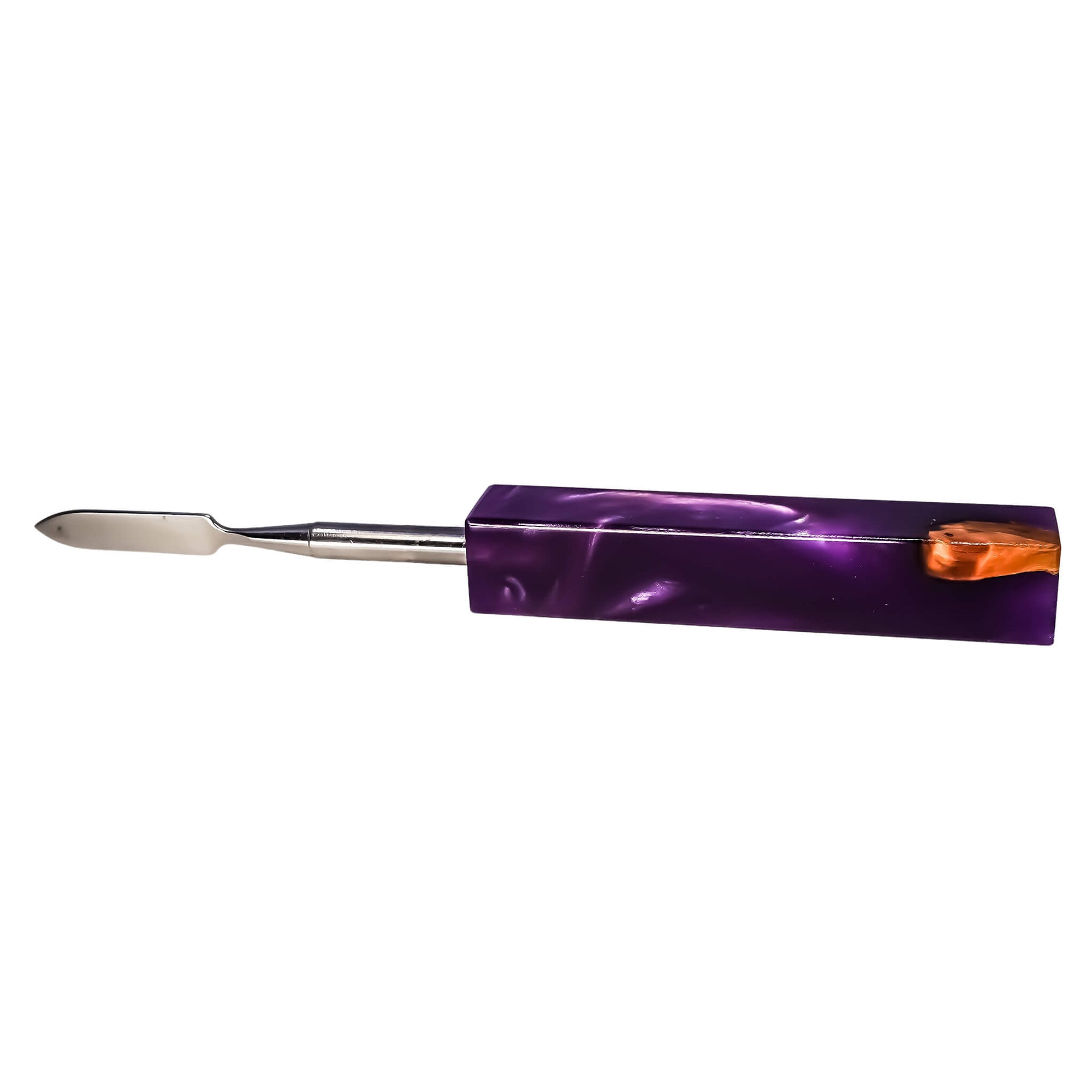 Pointed Blade Titanium Dabber Tool | Purple Handle Color View | the dabbing specialists