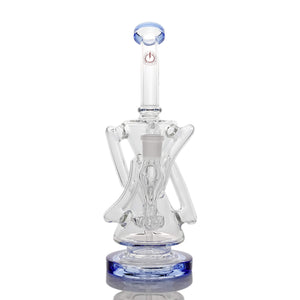 Trifecta Double Recycler Dab Rig | Blue Front Face View | the dabbing specialists