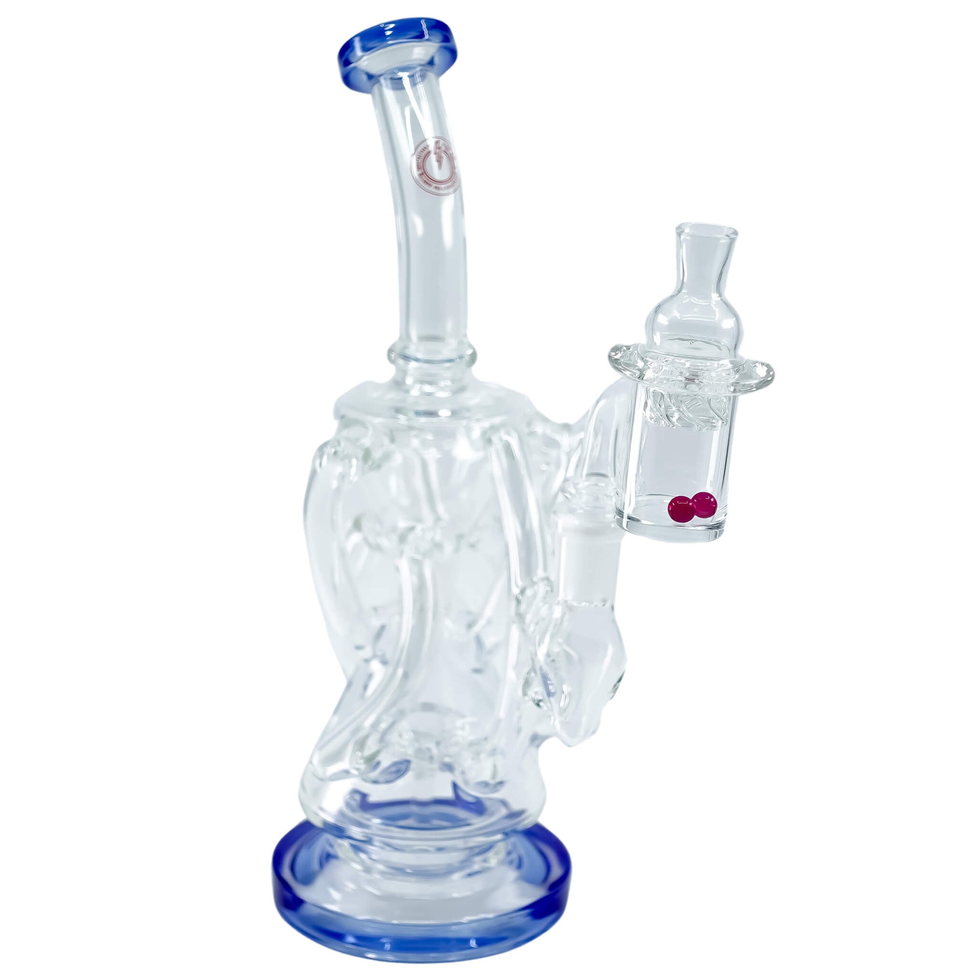 Trifecta 25mm Handmade Joint Complete Dabbing Kit #1 | Blue With Ruby Angled View | TDS