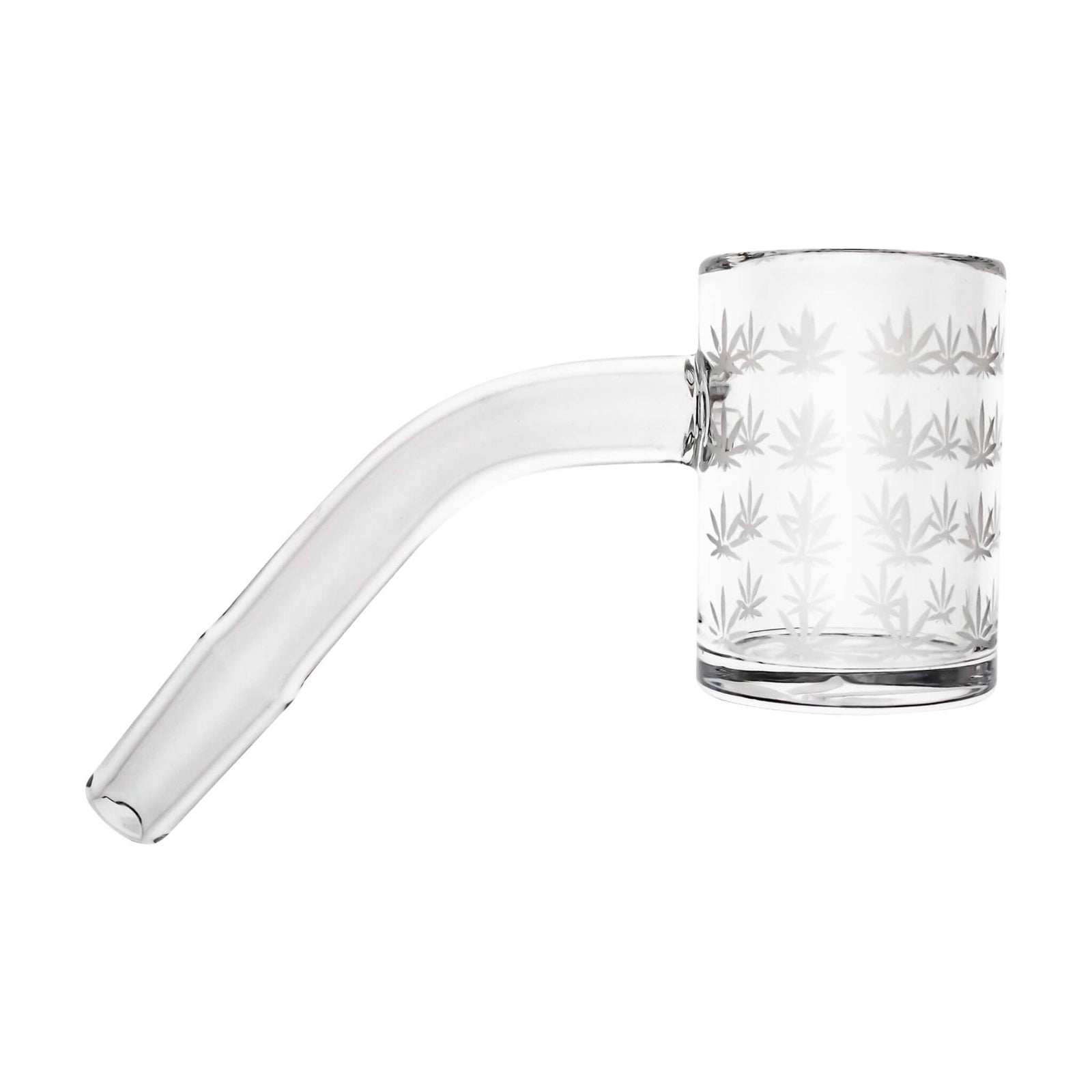 25mm Quartz Banger - 45° - Beveled Edge - Weed Leaf Bottom | 45 Degree 10mm Male View | TDS