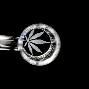 25mm Quartz Banger - Beveled Edge - Weed Leaf Bottom | Top Down View | the dabbing specialists