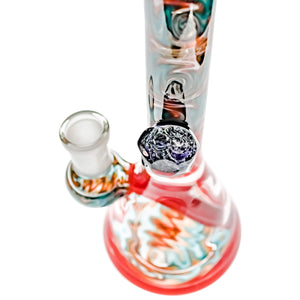 Red Dragon Wig Wag Flower Bong | Top Down Faceted Tube View | the dabbing specialists