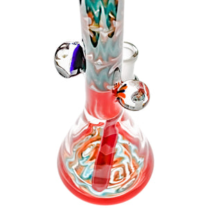 Red Dragon Wig Wag Flower Bong | Faceted Tube Close Up View | the dabbing specialists