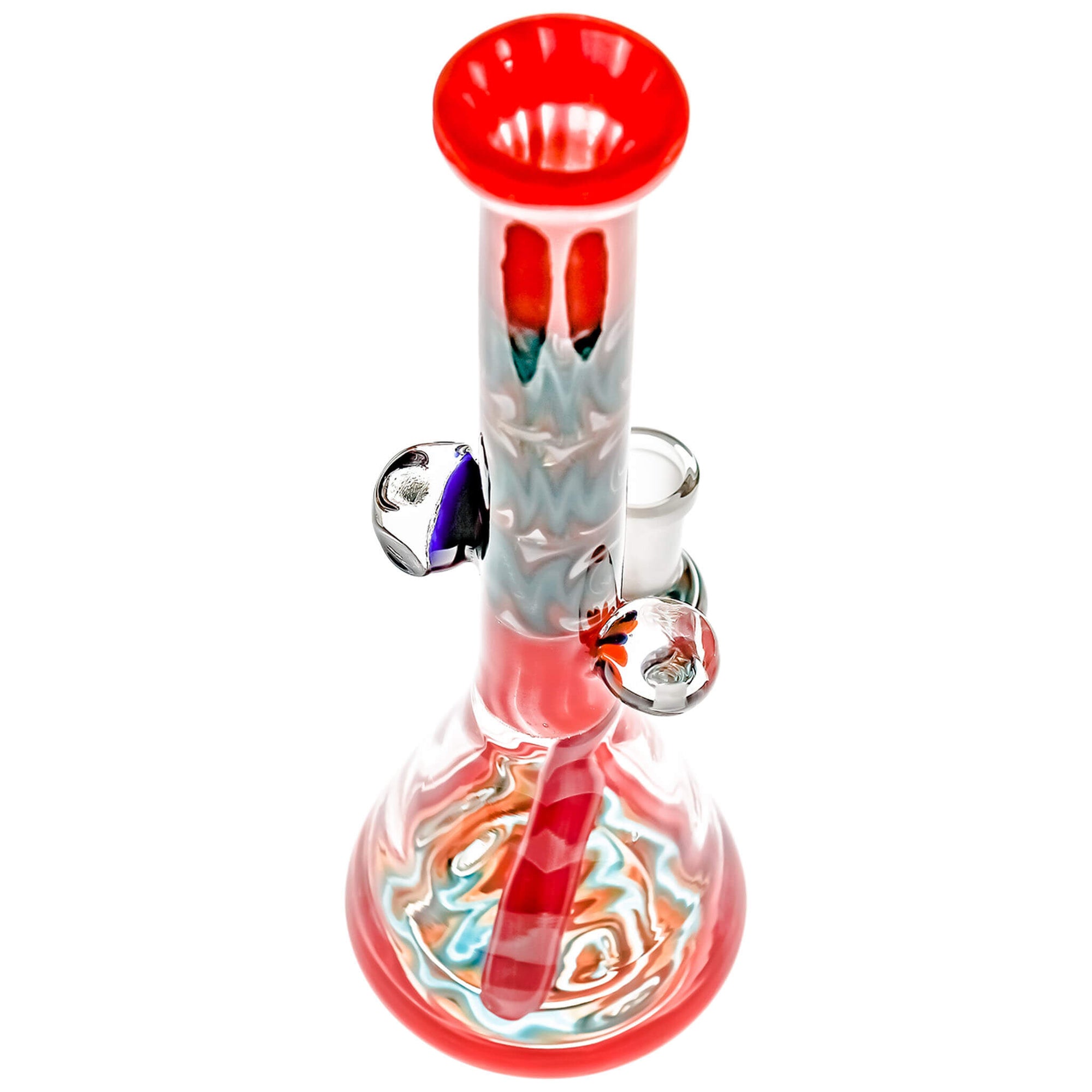 Red Dragon Wig Wag Flower Bong | Faceted Tube Angled View | the dabbing specialists