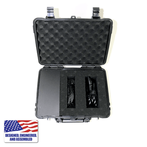 Portable Enail Case in Black - Top Open View with Coil Heater and Power Cable