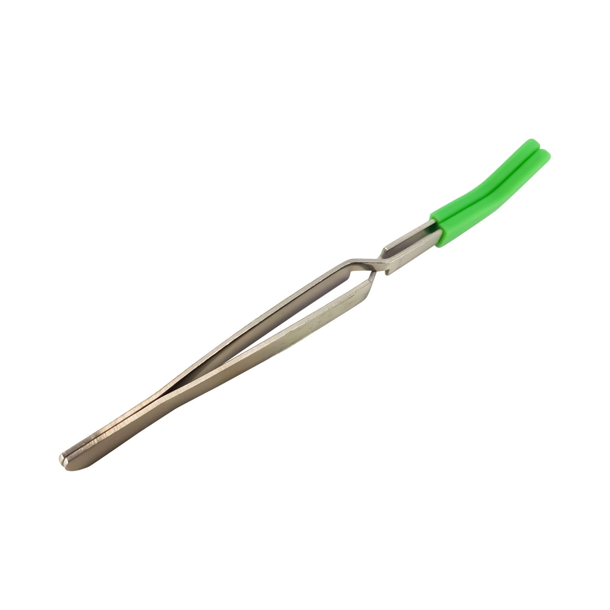 Reverse Tweezers | Silicone Tipped | Green Angled View | the dabbing specialists
