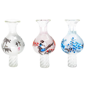 Zen Spinner Bubble Cap | Three Color Variation Assortment View One | the dabbing specialists