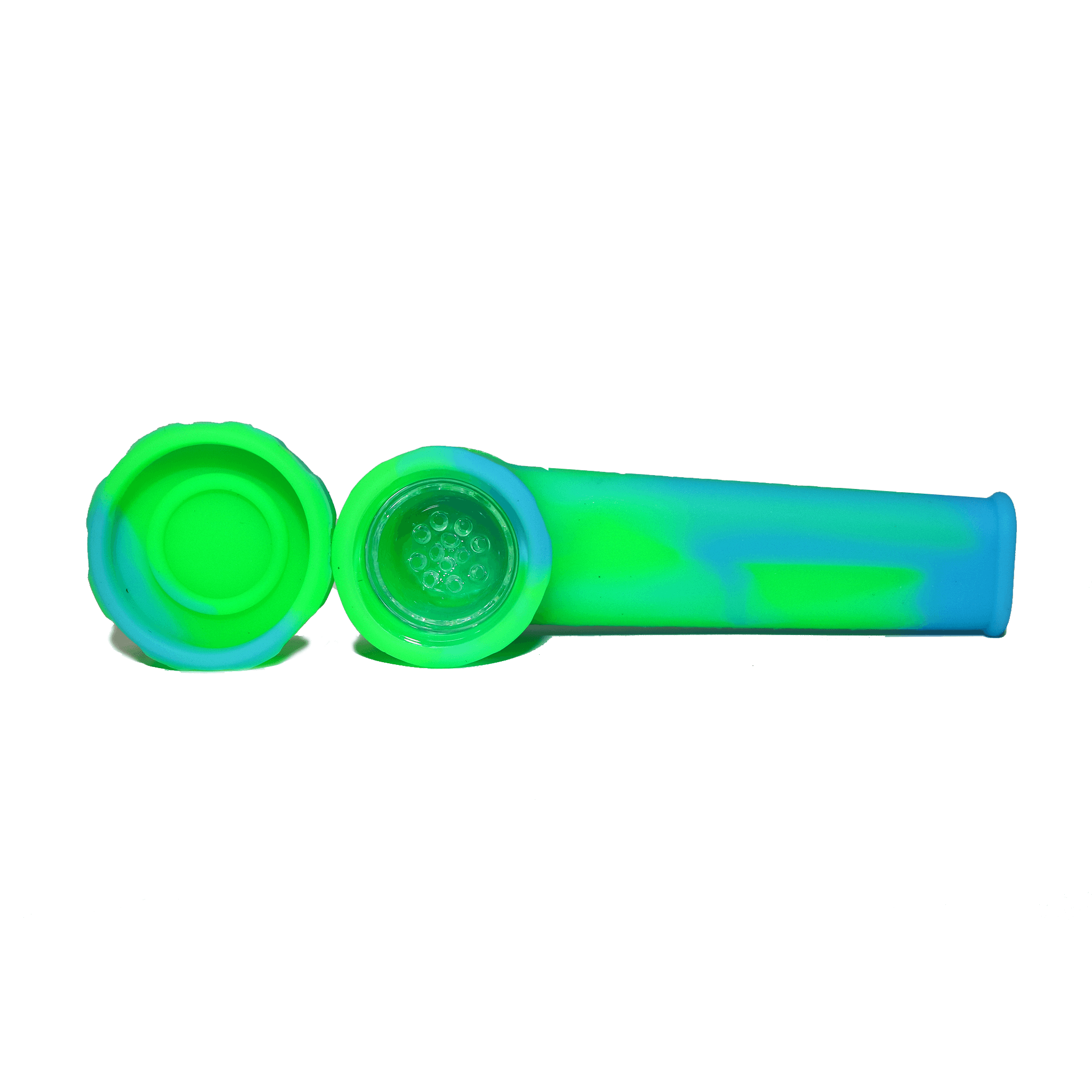 Silicone Smoking Pipe with Glass Bowl & Cap Lid