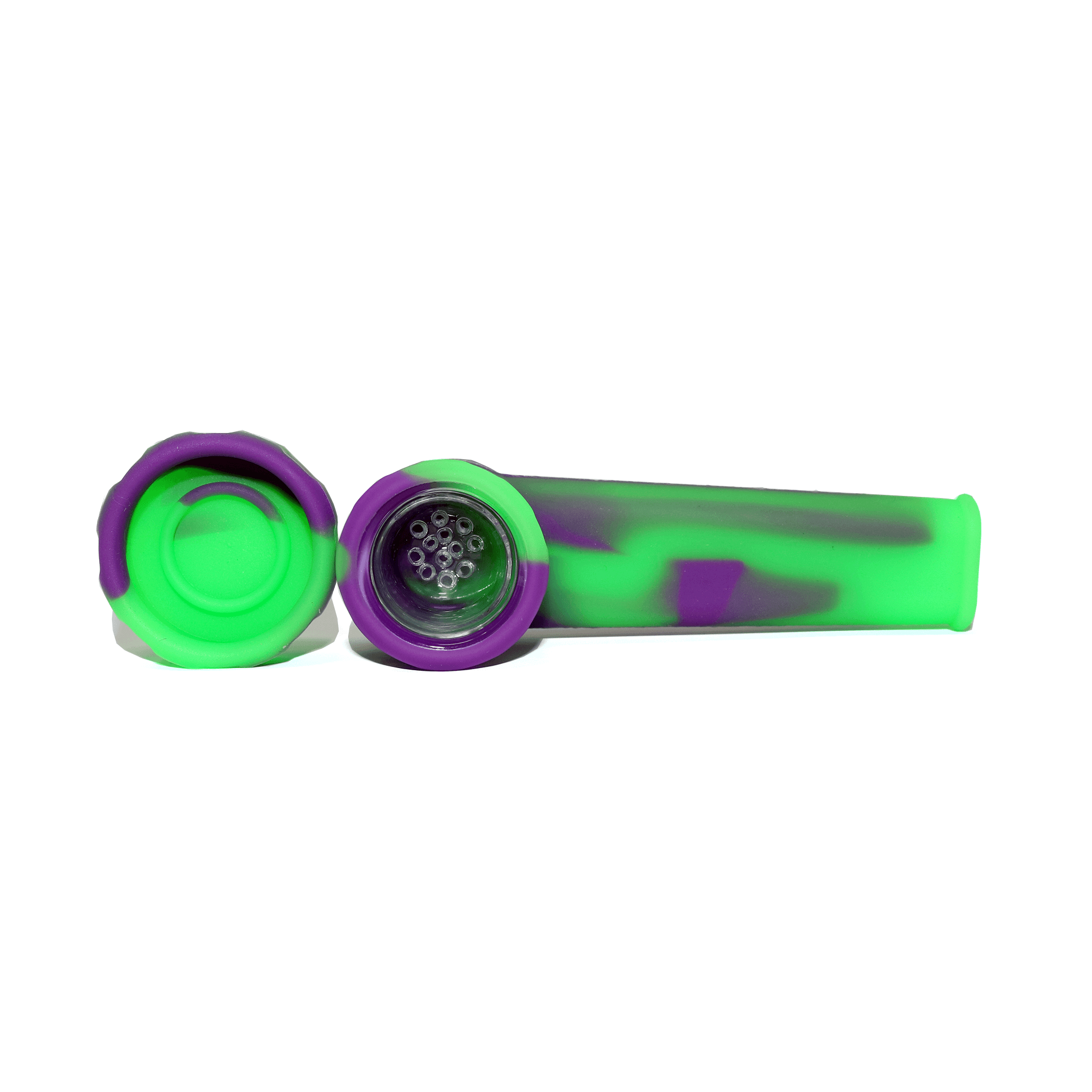 Silicone Smoking Pipe with Metal Bowl & Cap Lid