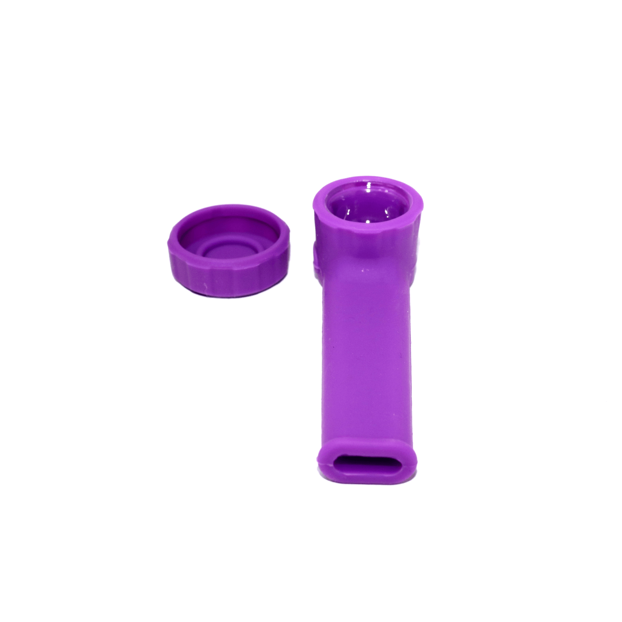 Large 4.5 Silicone Smoking Hand Pipe with Glass Bowl, Purple/Black, USA
