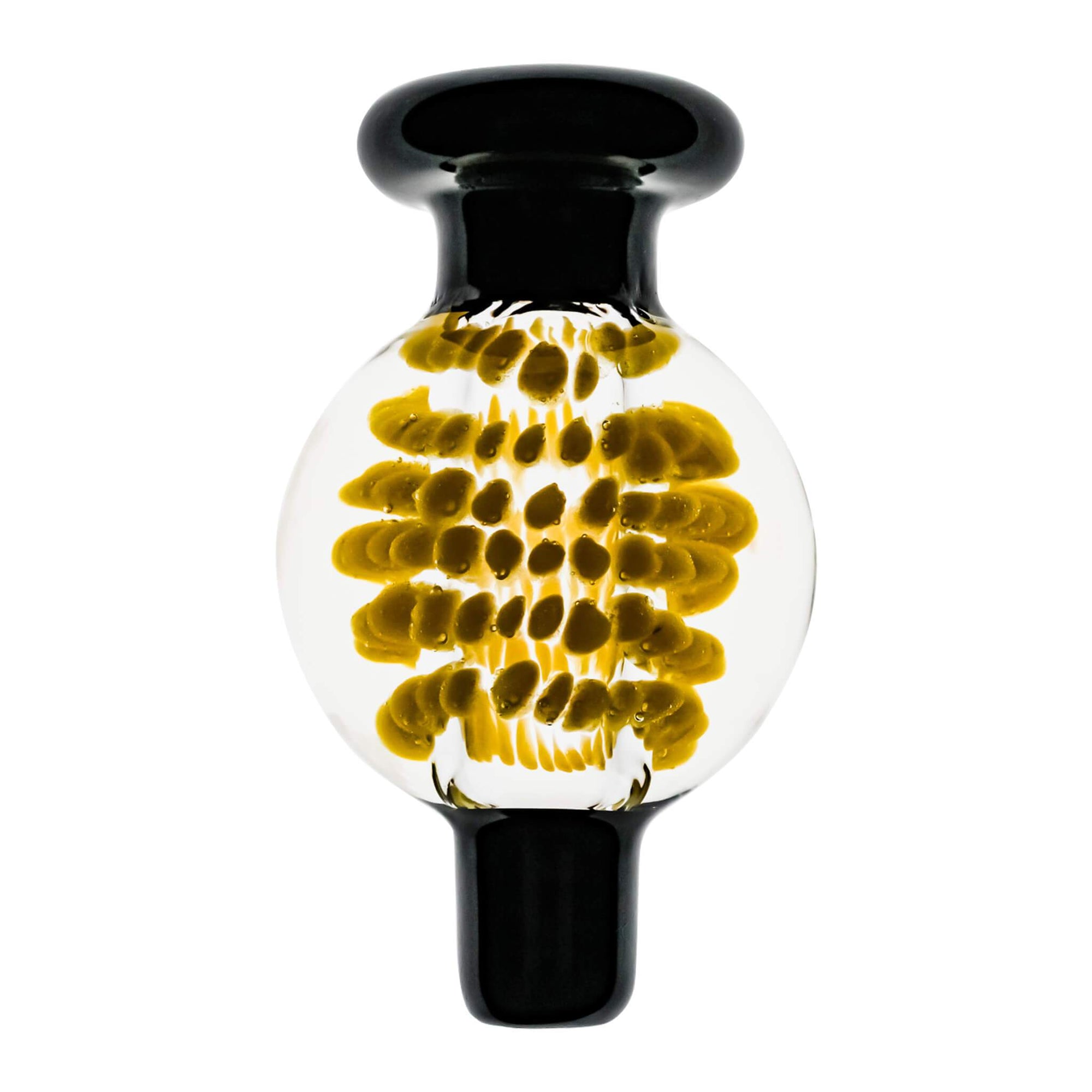 Black Flower Bubble Cap | Yellow Close Up View | the dabbing specialists