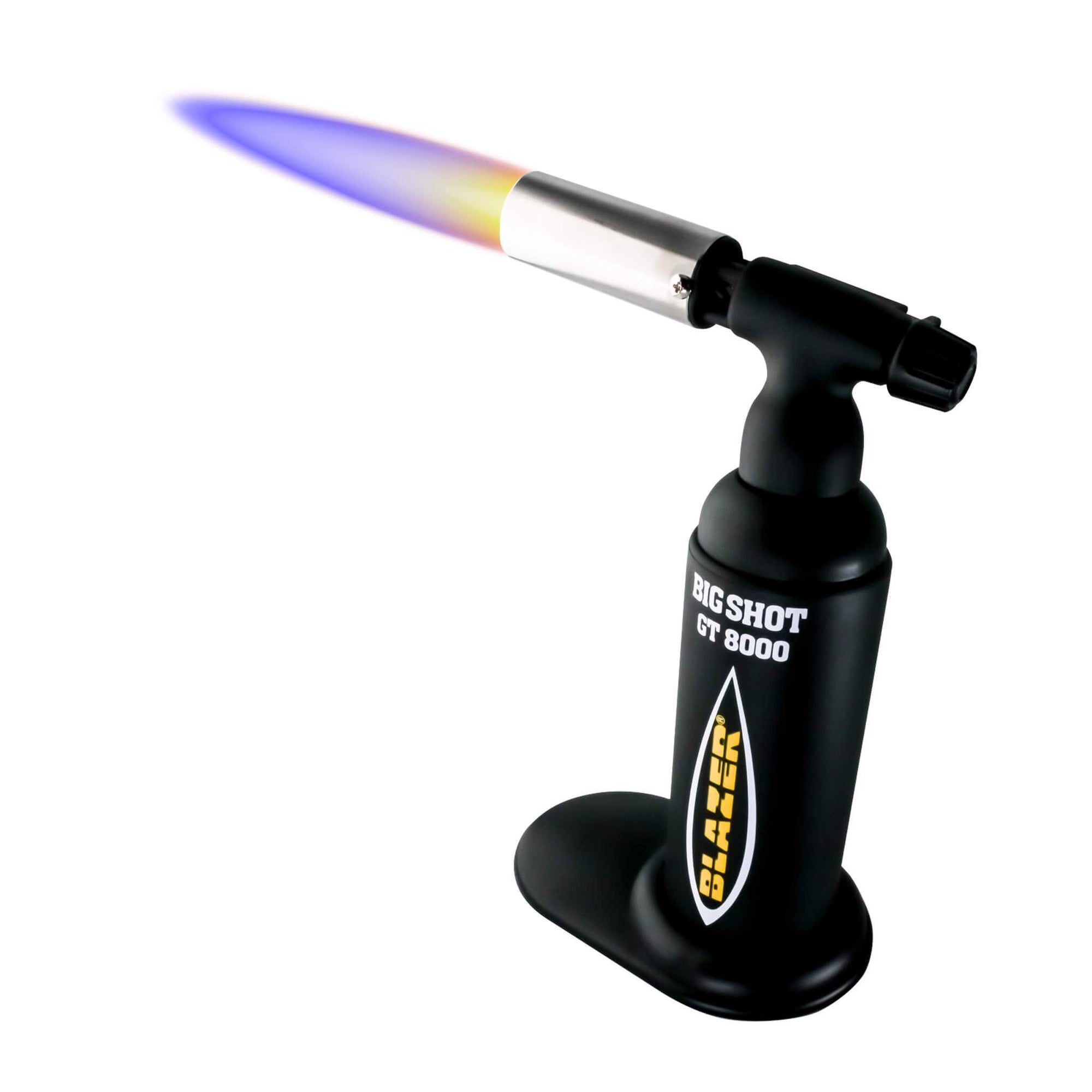 Blazer Big Shot Torch | Black Angled Profile View With Flame | the dabbing specialists