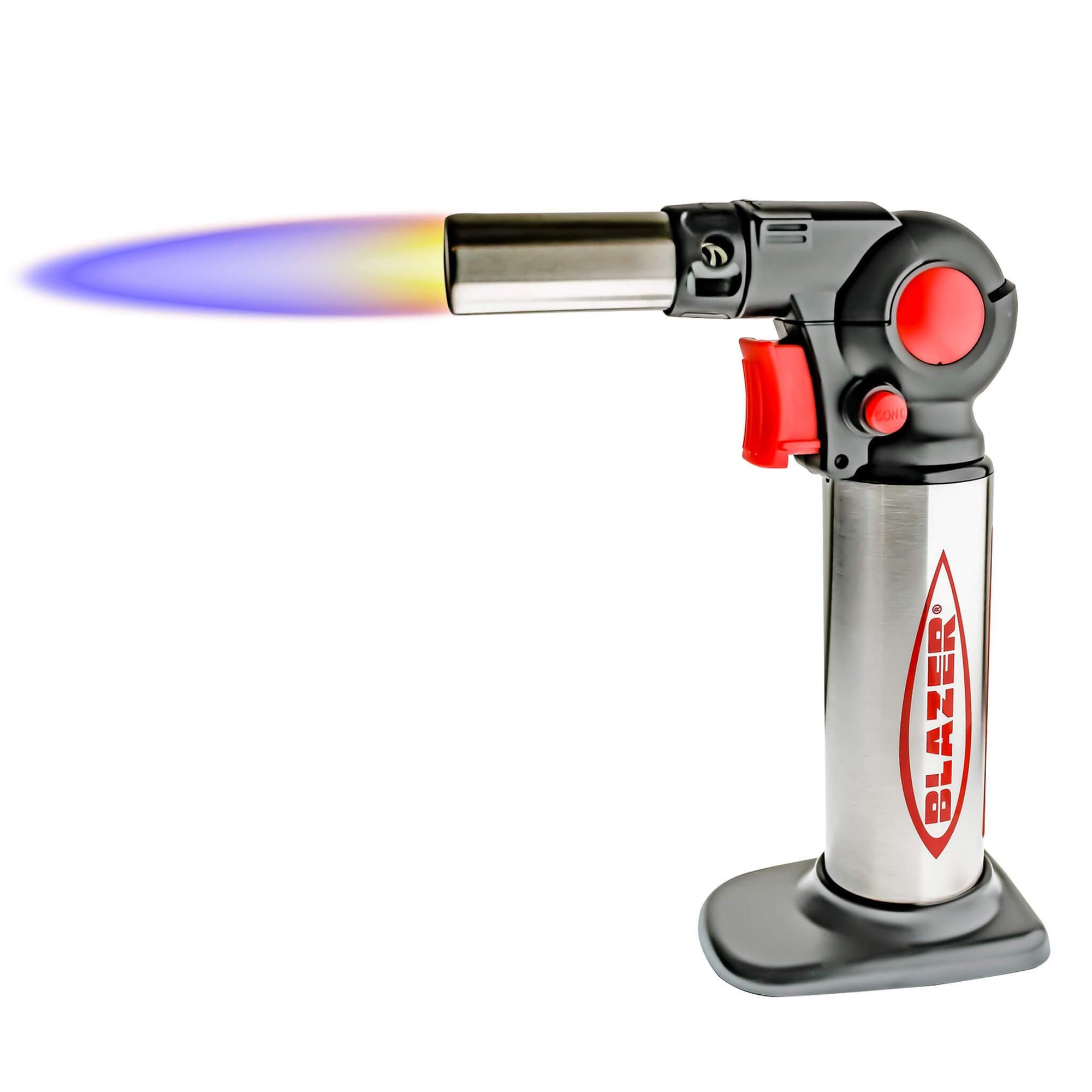 Blazer Flexible Turbo Torch | Red & Black Profile View With Flame | the dabbing specialists