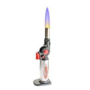 Blazer Flexible Turbo Torch | Red & Black Profile Angled View With Flame | the dabbing specialists