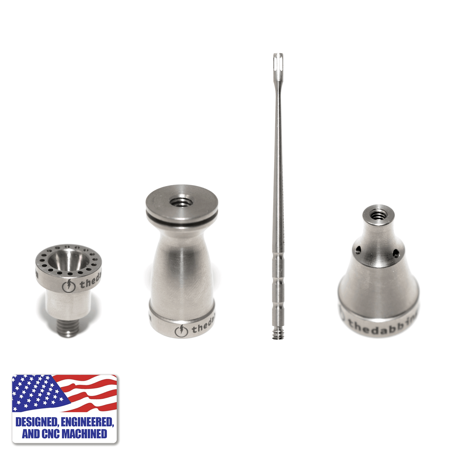 Complete Titanium Dabbing Hardware Dab Kit - Female, 18/14mm, Claw Shovel | Silver Color View | TDS