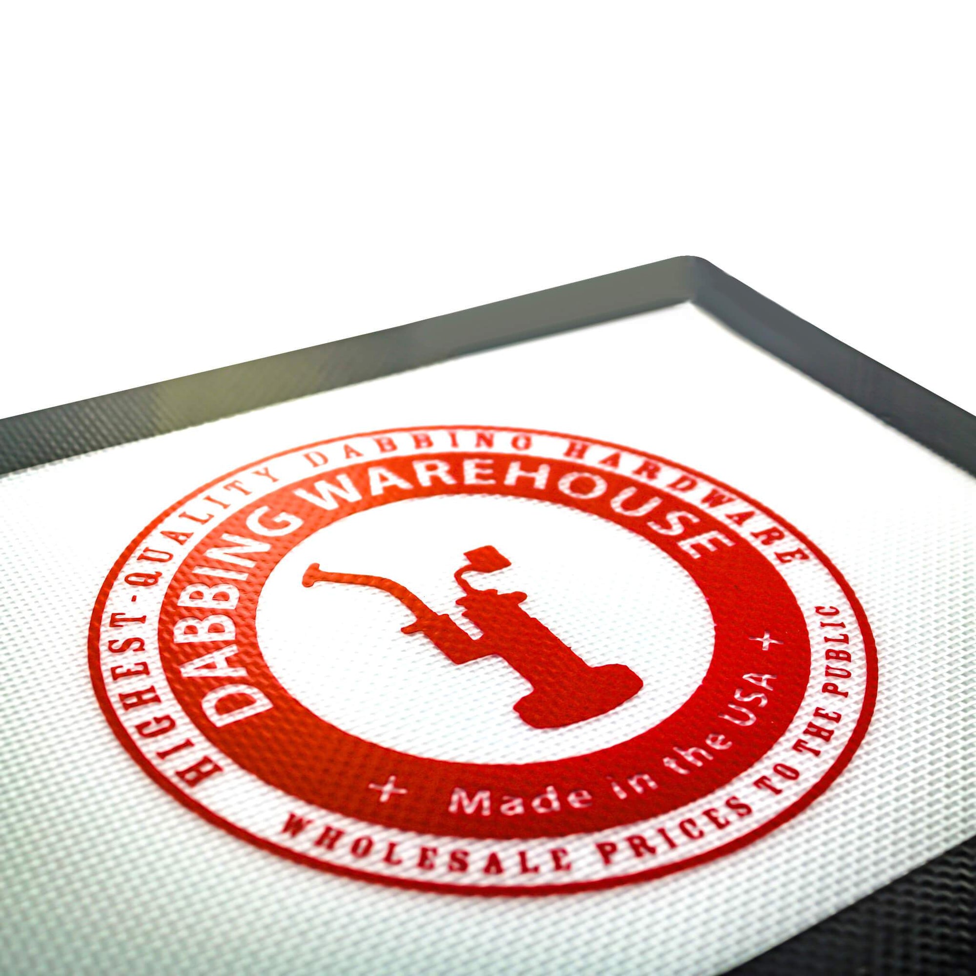 Dabbing Warehouse Dab Mat - Large | Angled View Red Logo | the dabbing specialists