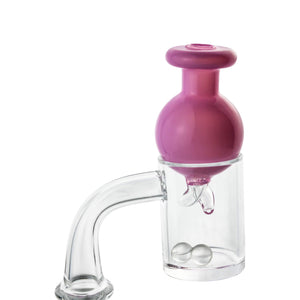 Dual Nozzle Directional Bubble Carb Cap | Pink In Use View | the dabbing specialists