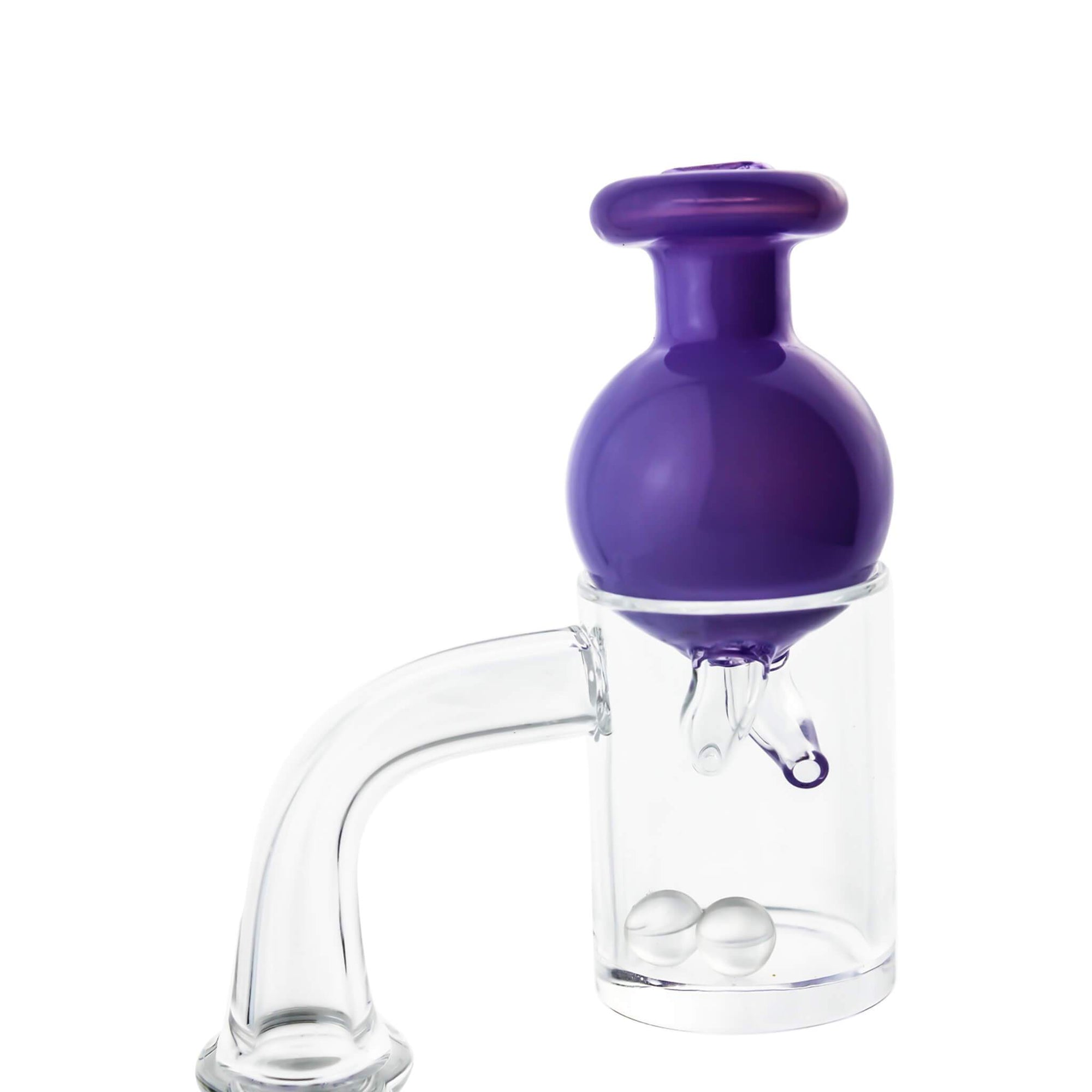 Dual Nozzle Directional Bubble Carb Cap | Purple In Use View | the dabbing specialists