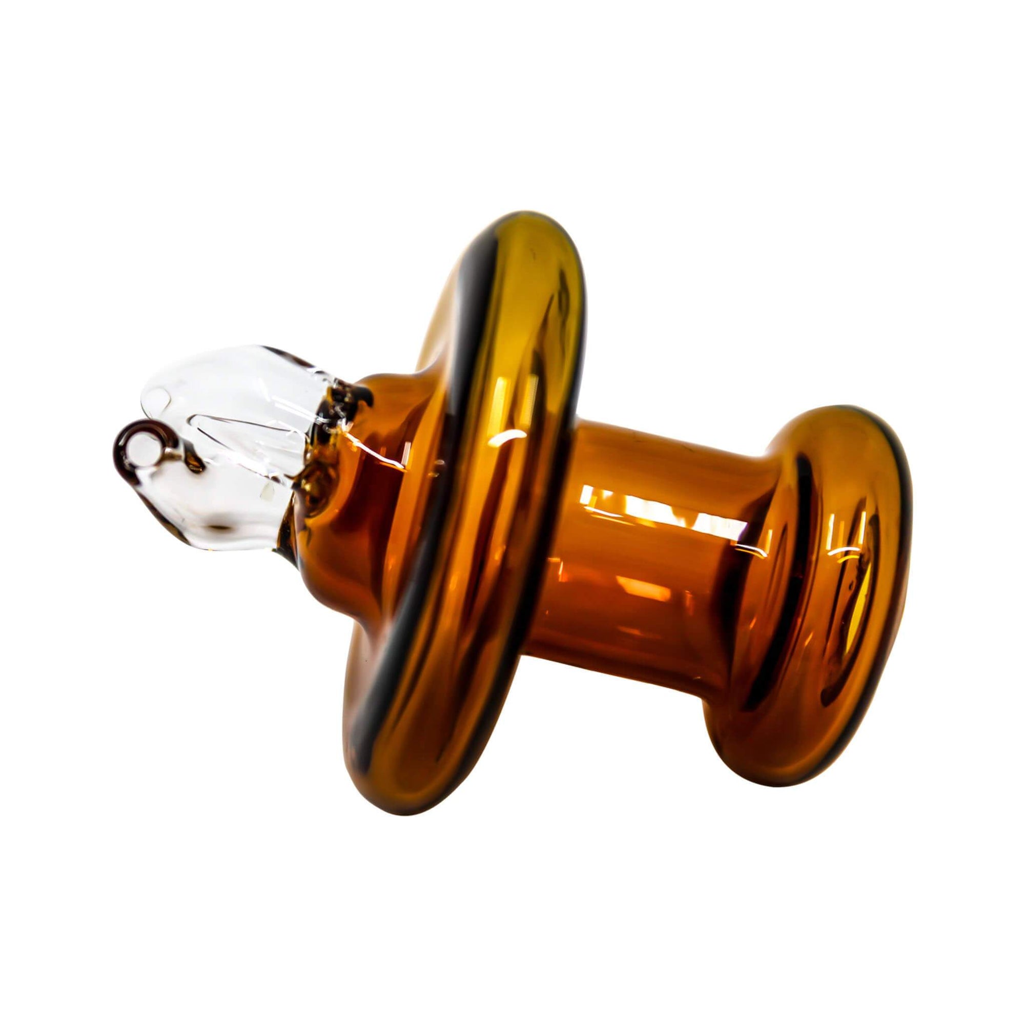 Dual Nozzle Directional Pushpin Carb Cap | Amber In Use View | the dabbing specialists