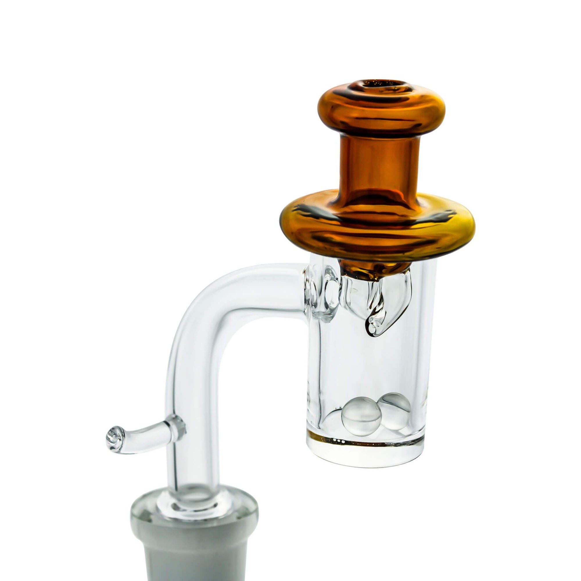 Dual Nozzle Directional Pushpin Carb Cap | Amber In Use View | the dabbing specialists