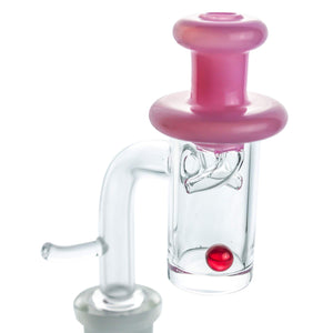 E-Banger for 20mm Coil, Dual Nozzle Cap, and 6mm Ruby Terp Pearl Combo Pack | Capped View | TDS