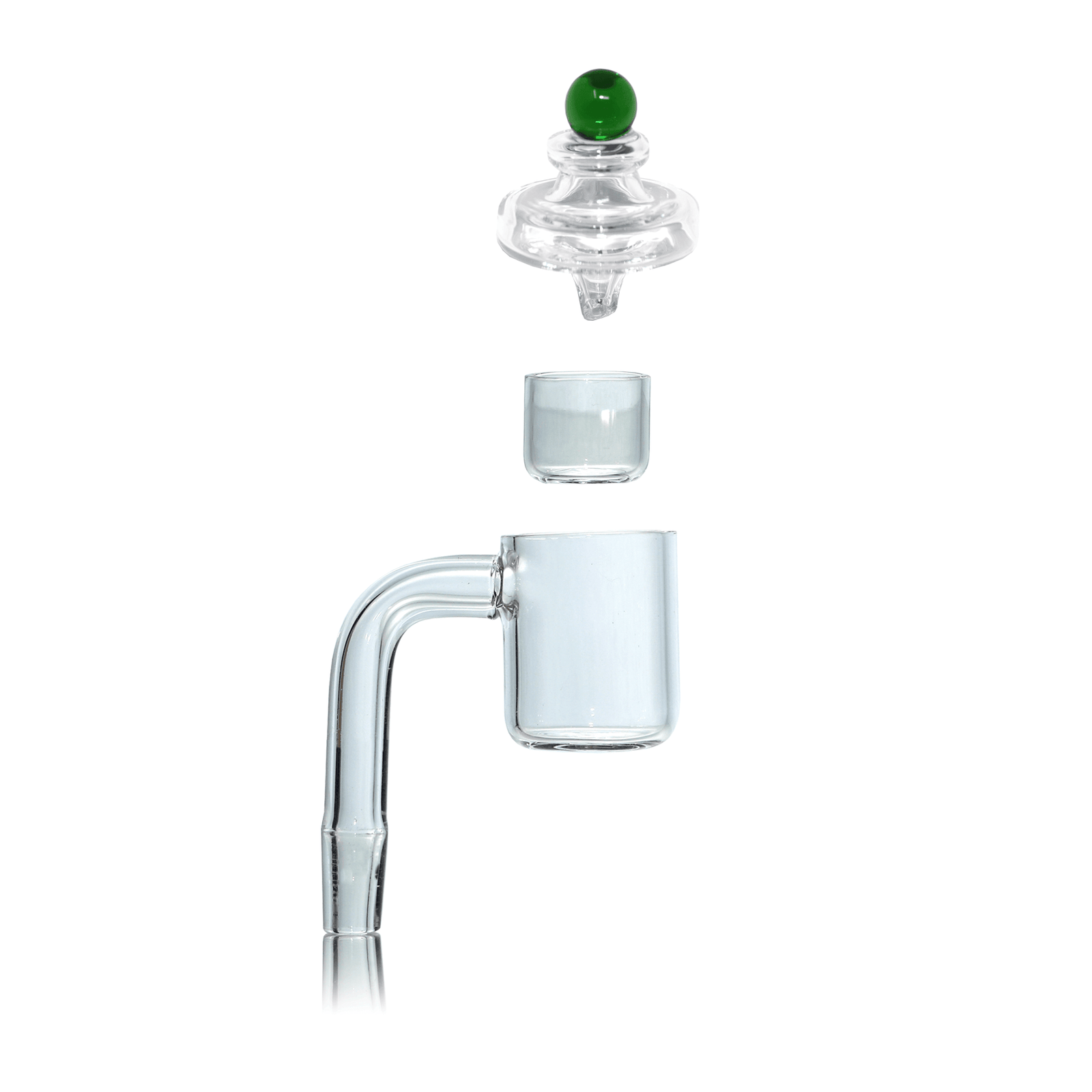 Flat Top Quartz Banger 10mm Male With Cup Insert and Saucer Cap | Full Banger Stack View | TDS