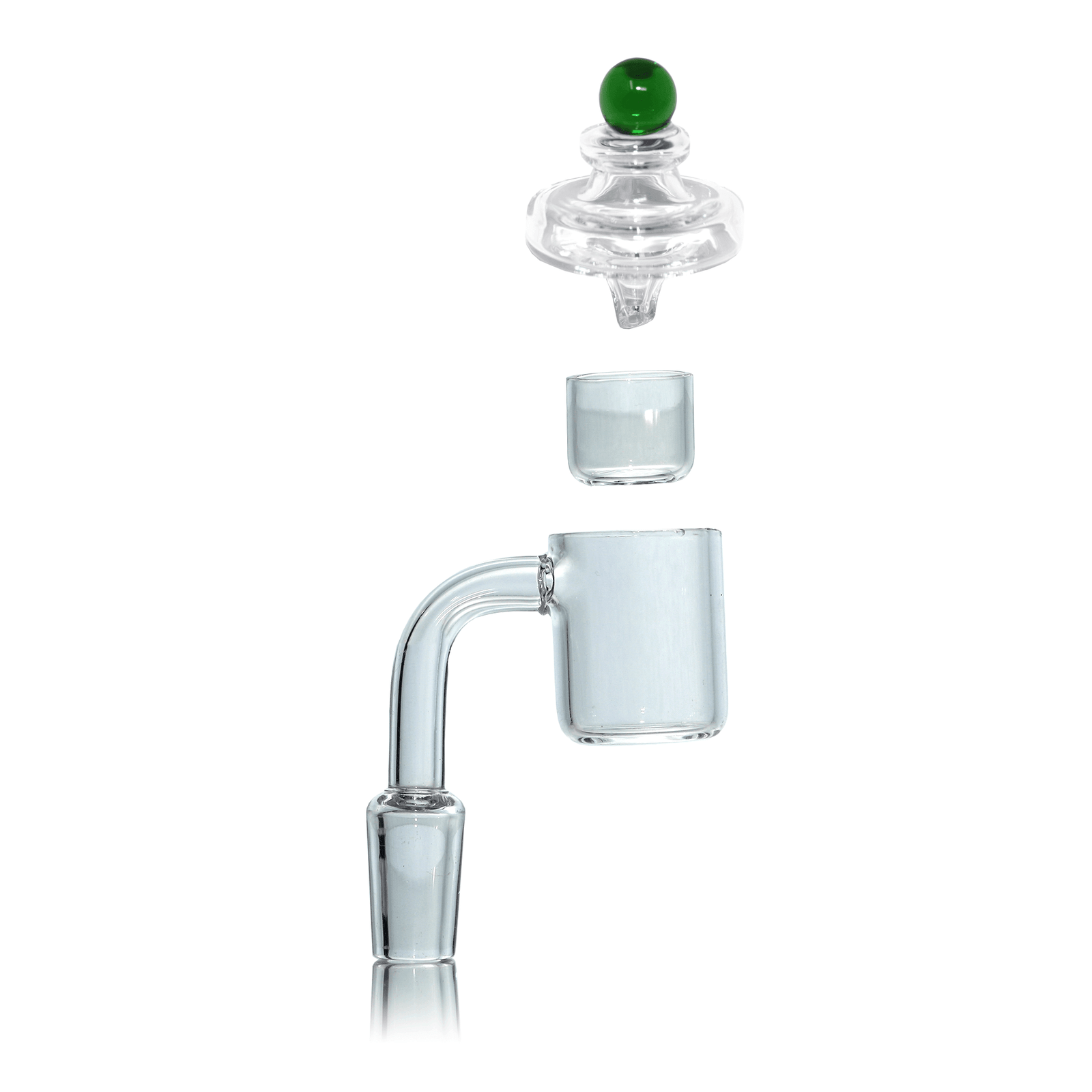 Flat Top Quartz Banger 14mm Male With Cup Insert and Saucer Cap | Full Banger Stack View | TDS