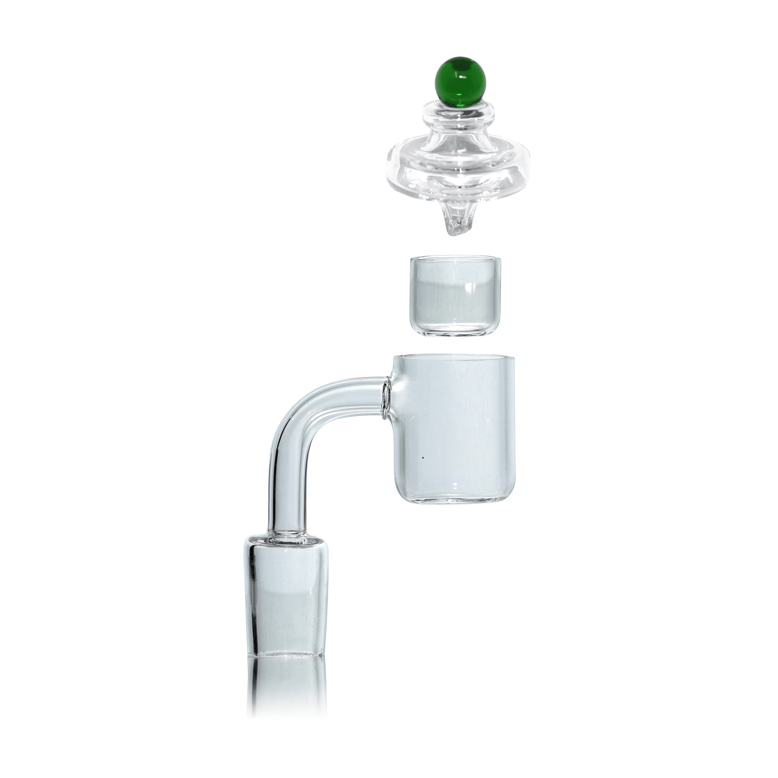 Flat Top Quartz Banger 18mm Male With Cup Insert and Saucer Cap Full Banger Stack View | TDS