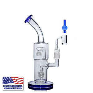 Glass Dab Rig | Double Recycler Bubbler | 18mm Female E-Banger | In Use View | TDS