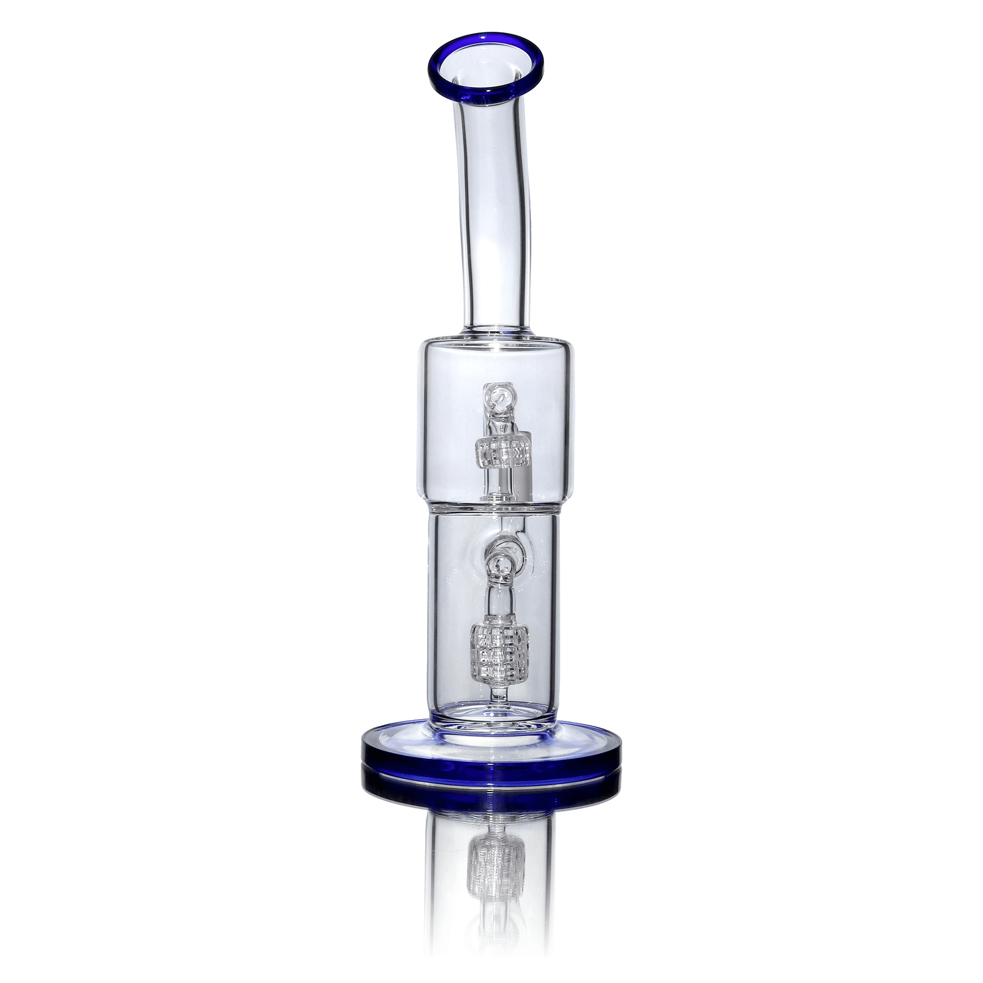 Glass Dab Rig | Double Recycler Bubbler | 18mm Female E-Banger | Rear Dab Rig View | TDS