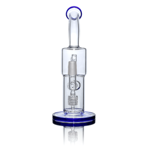 Glass Dab Rig | Double Recycler Bubbler | 18mm Female E-Banger | Front Dab Rig View | TDS