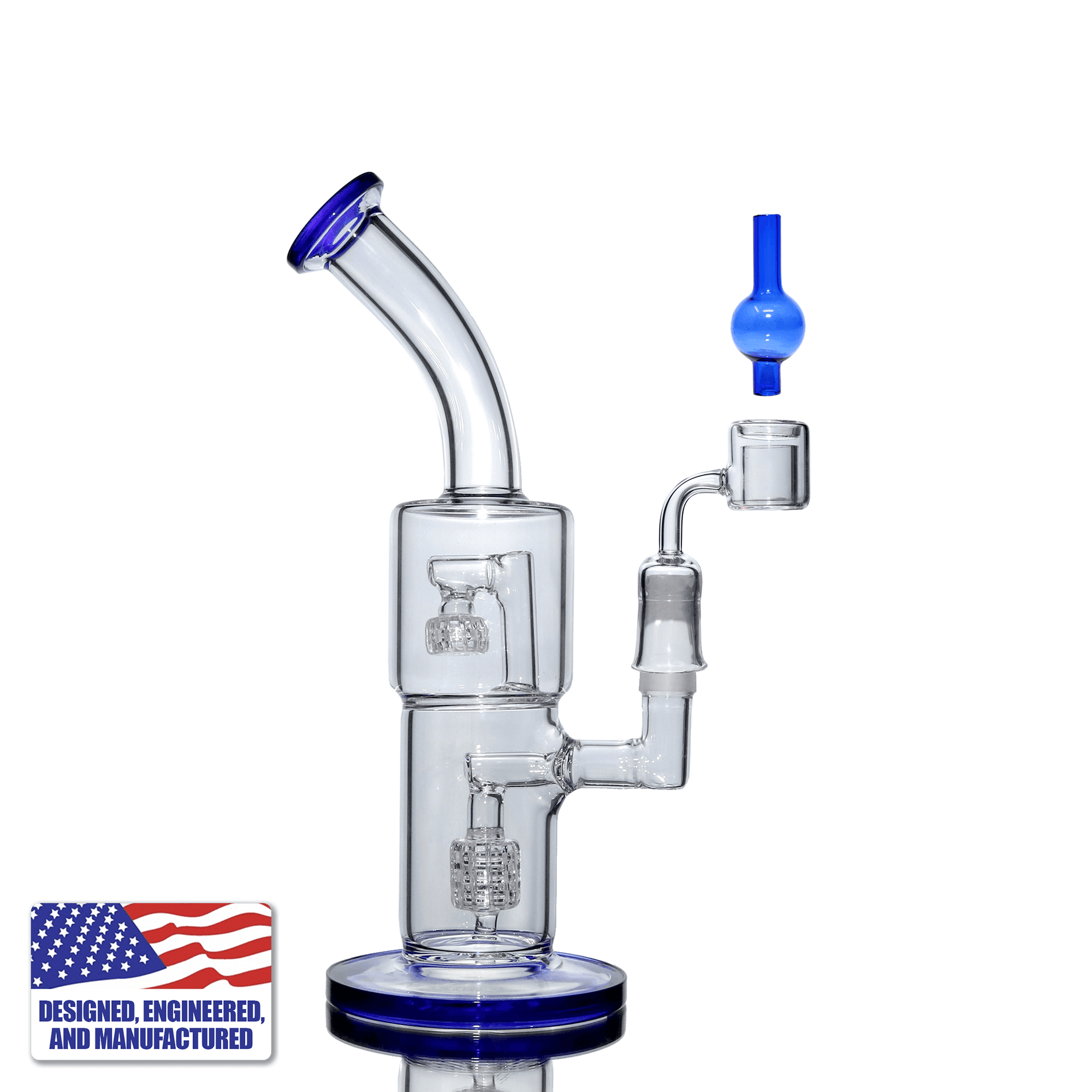 Glass Dab Rig - Recycler Bubbler with Double Wall Quartz Banger | In Use View | TDS