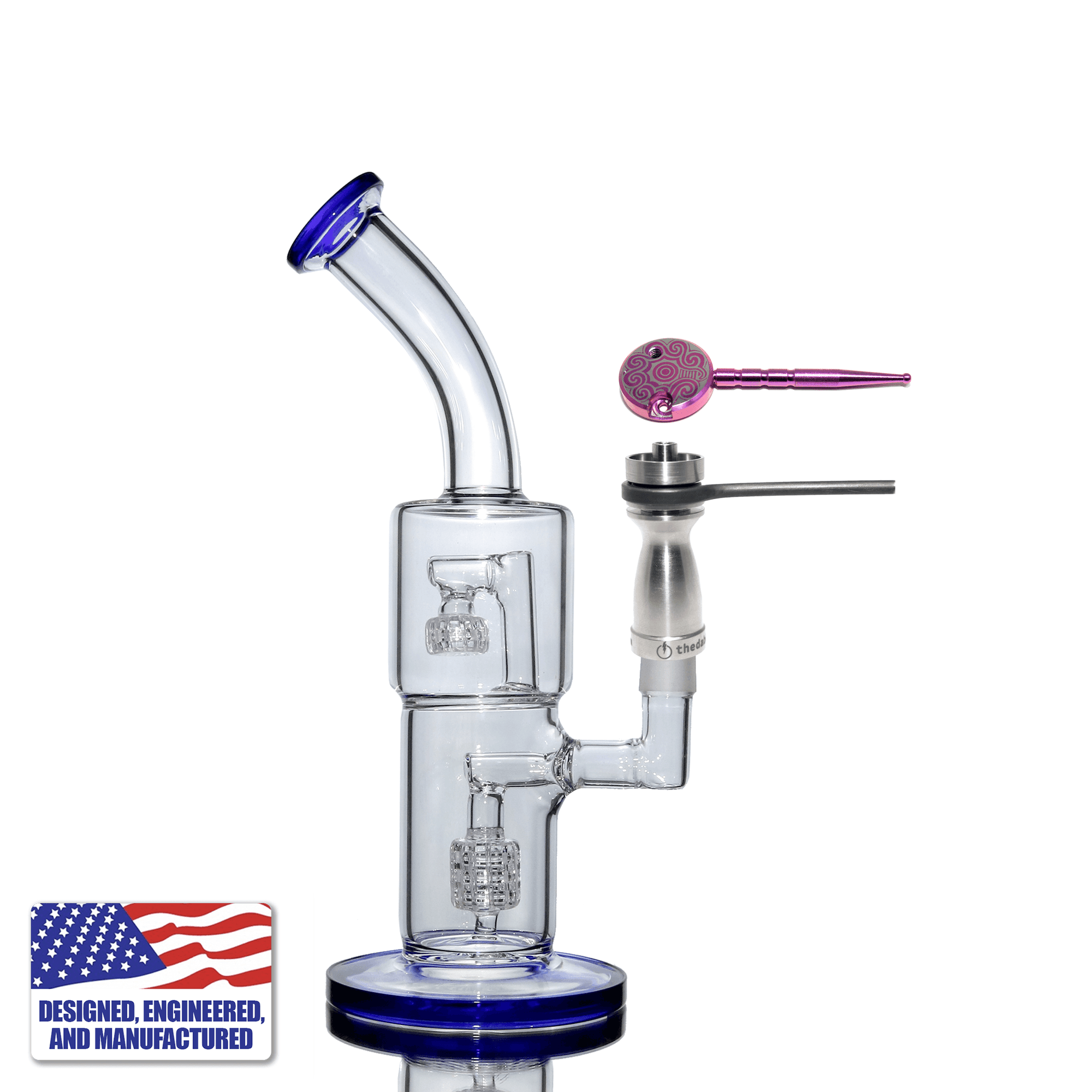 Glass Dab Rig | Double Recycler Bubbler - Flat Coil Nail | In Use View | TDS