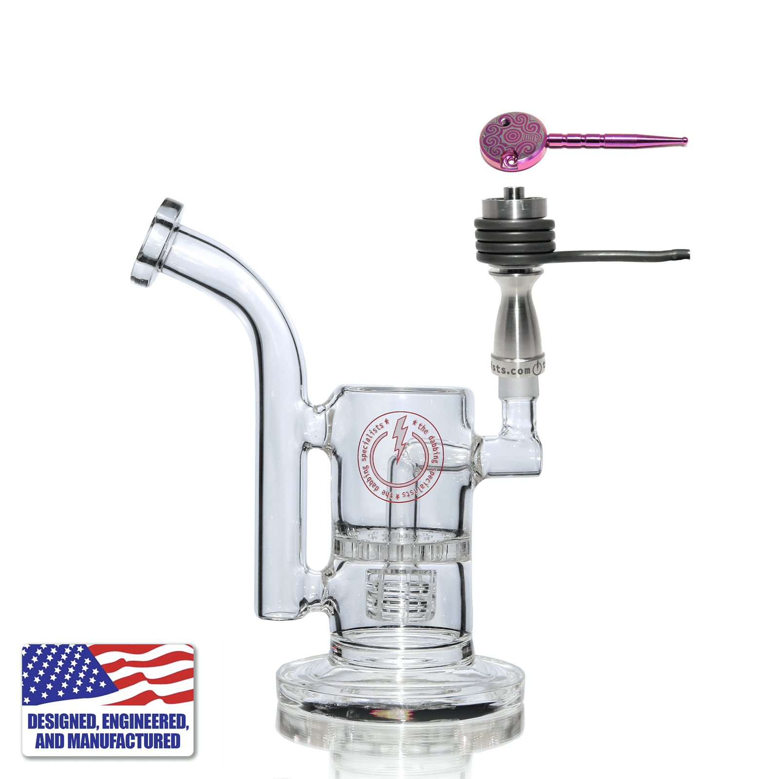 Glass Dab Rig | Portable Mini Dual Bubbler | 20mm Titanium Nail | In Use View | TDS