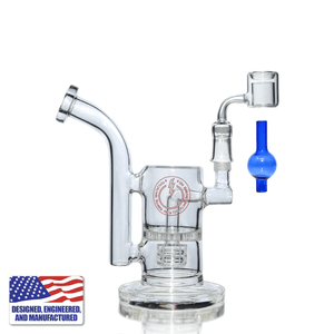 Glass Dab Rig | Mini Dual Bubbler & Double Wall Quartz Banger | In Use View | TDS