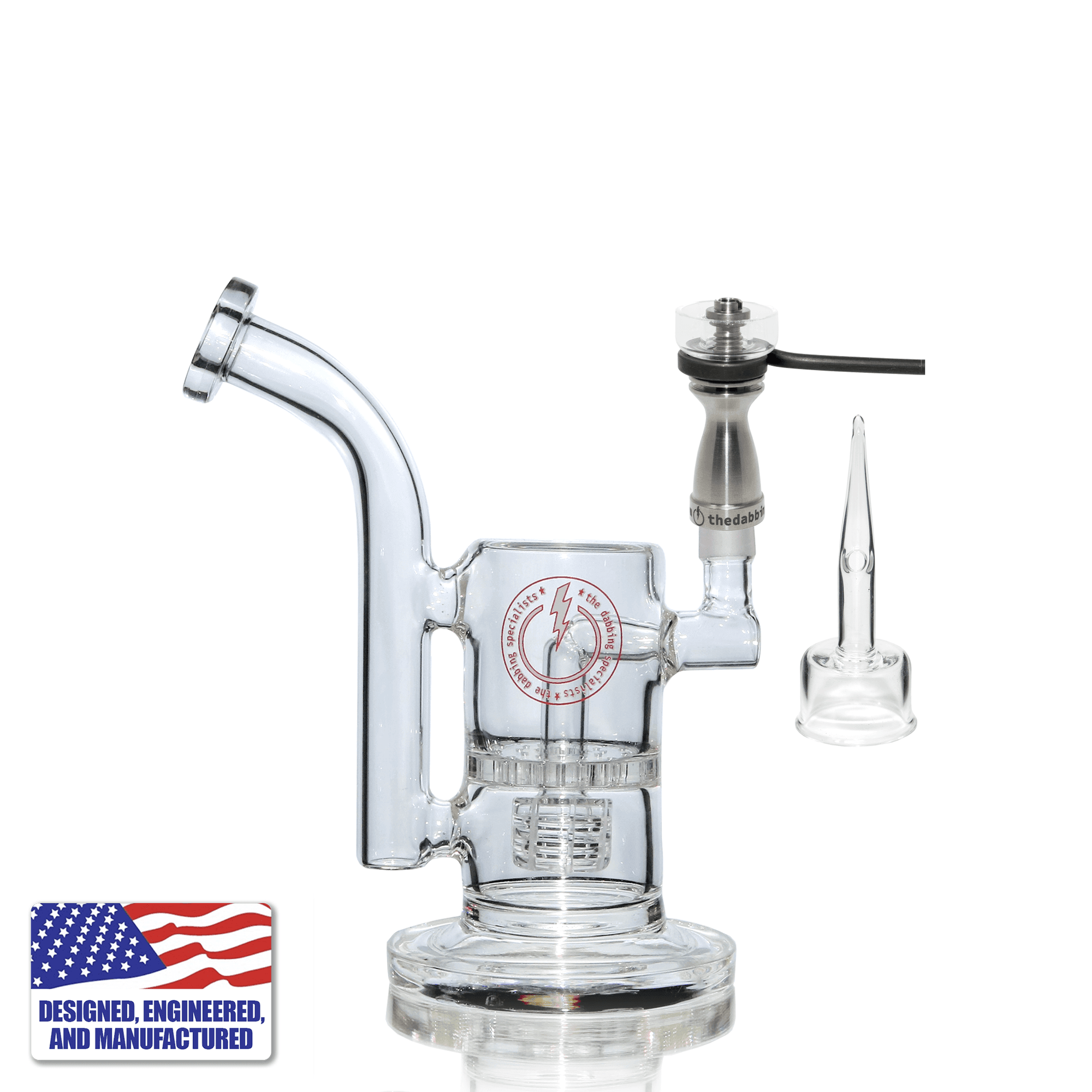 Glass Dab Rig | Mini Dual Bubbler with Hybrid Quartz Nail | In Use View | TDS