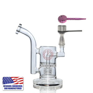 Glass Dab Rig | Mini Dual Bubbler with Hybrid Titanium Nail | In Use View | TDS