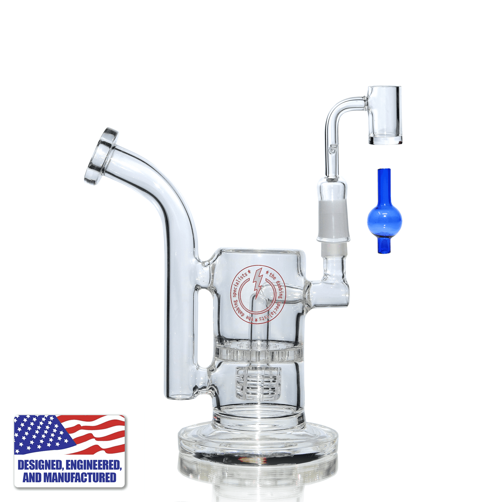 Glass Dab Rig | Mini Dual Bubbler with Quartz E-Banger | In Use View | TDS