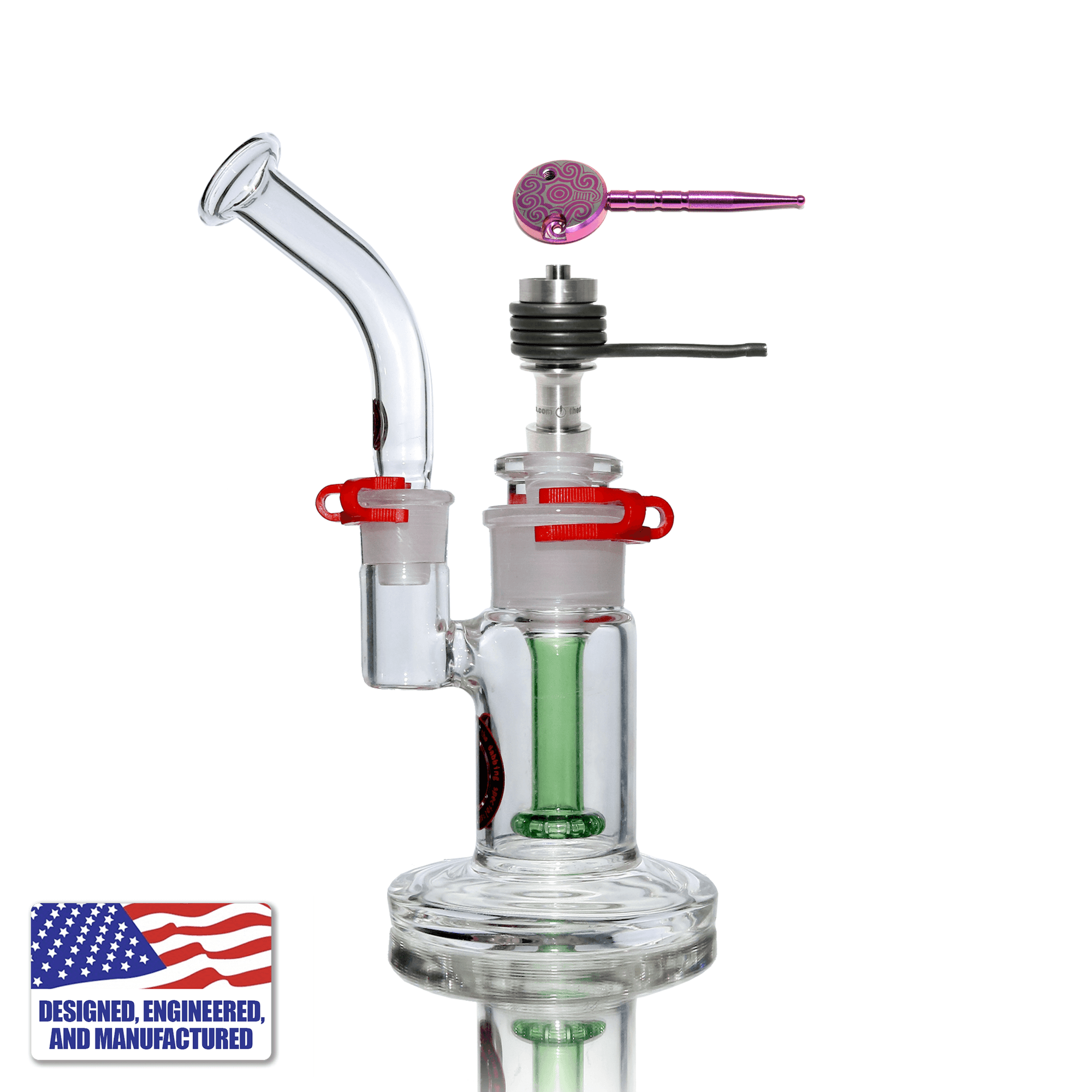 Dab Kit | Portable Showerhead Bubbler & 20mm Titanium Nail | In Use View | TDS