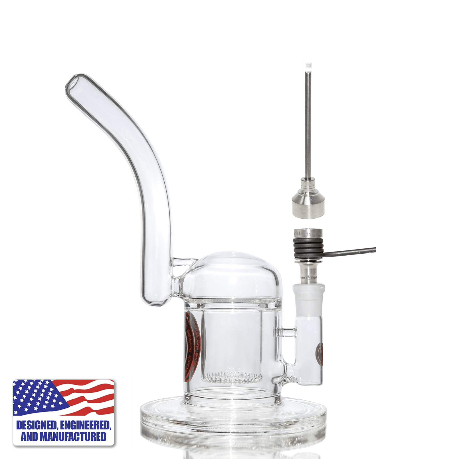 Dab Rig Kit | Showerhead Bubbler and 16-Hole Titanium Nail | In Use View | TDS