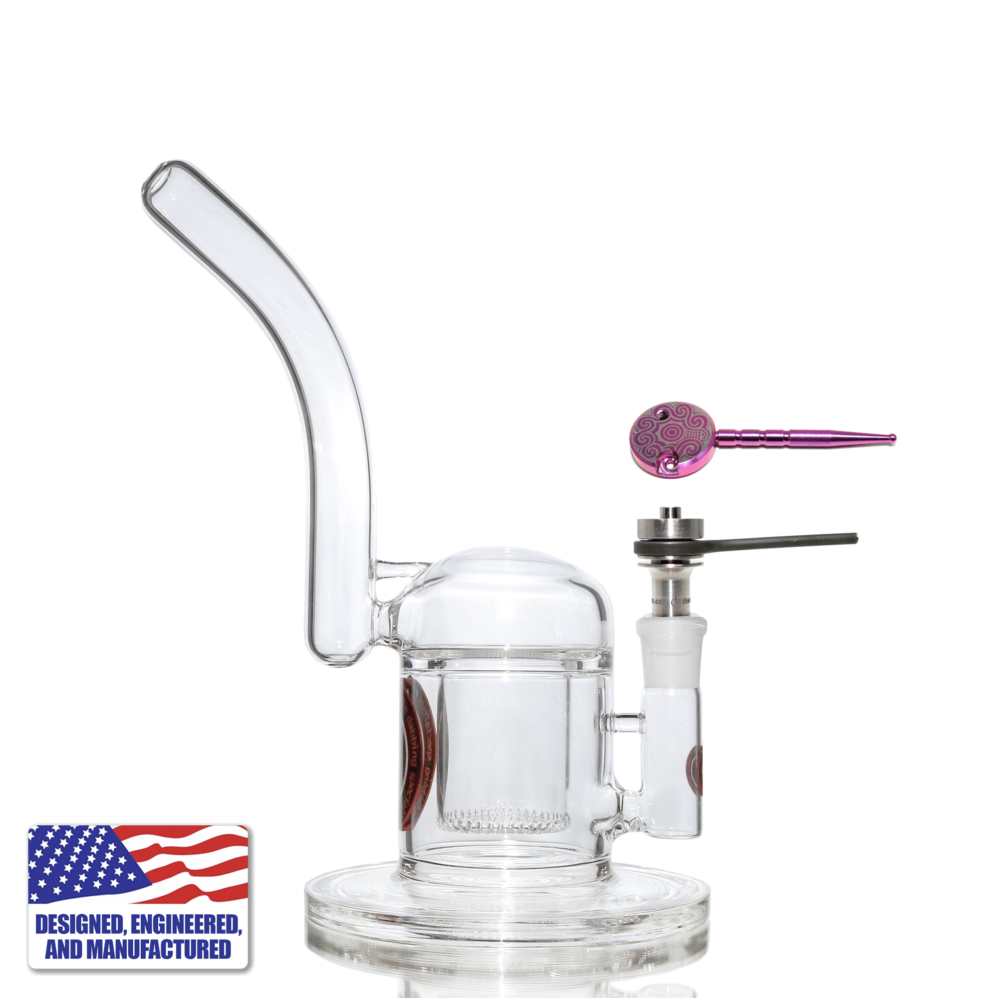 Dab Rig Starter Kit | Showerhead Bubbler | Titanium Flat Coil Nail | In Use View | TDS