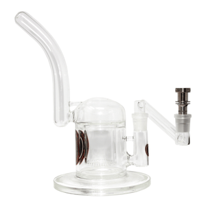 Glass Dropdown | 18mm Male to 18mm Female | Profile View | In Use View | the dabbing specialists