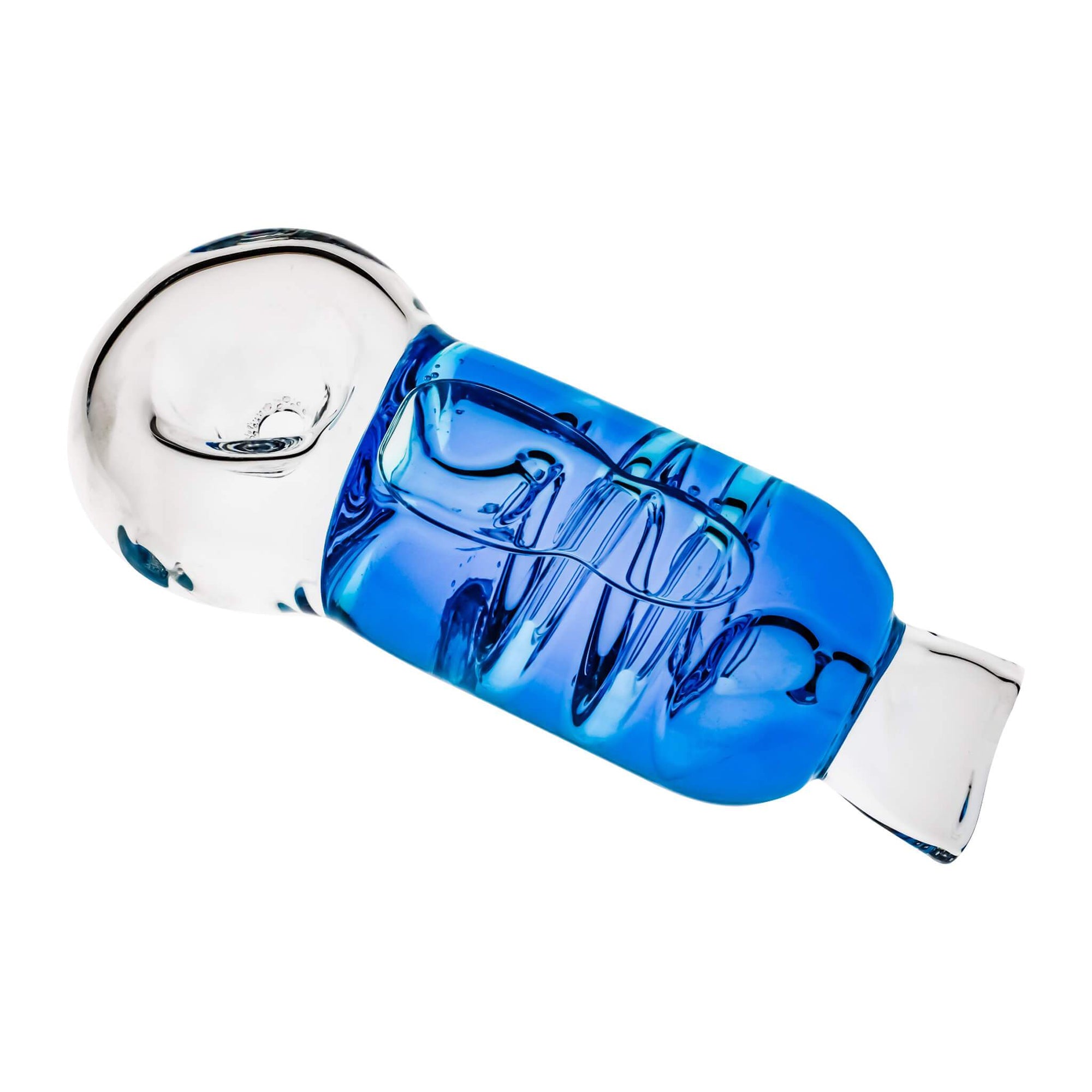 Glycerin Coil Flower Pipe | Blue Top Down View | the dabbing specialists